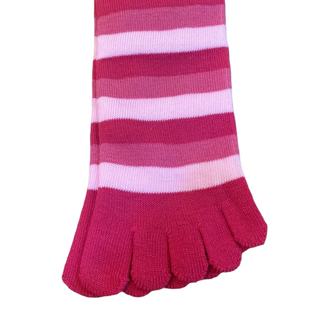 Multi-Colored Pink Striped Toe Socks